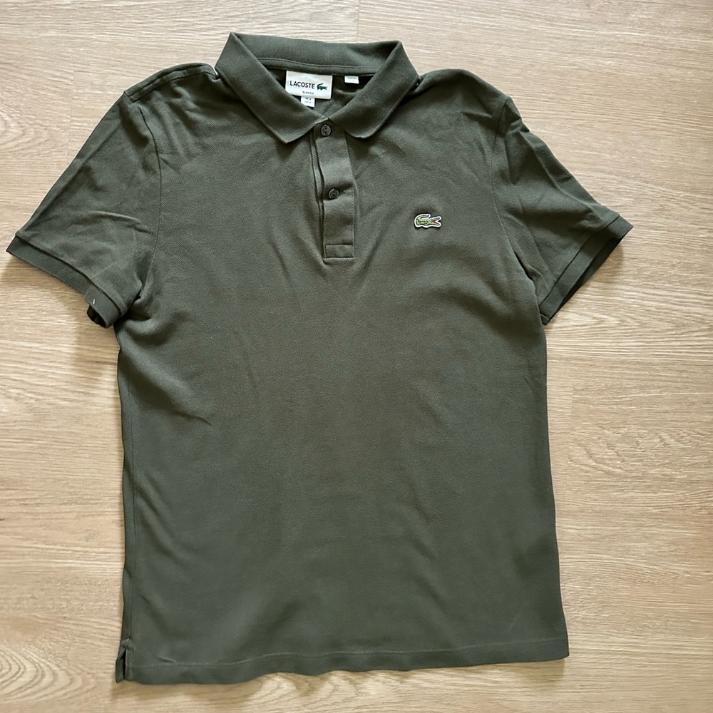 Lacoste Men's Slim-Fit Petit Pique Cotton Polo Olive